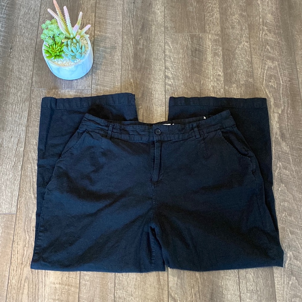 Torrid black linen blend wide leg trouser A6